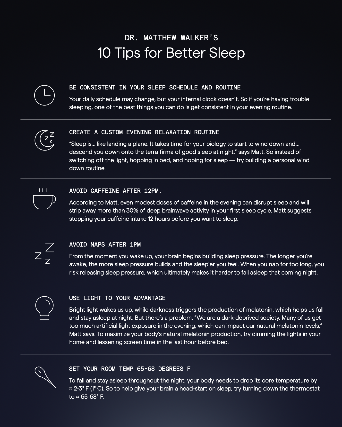 Matt Walker Sleep Tips PDF